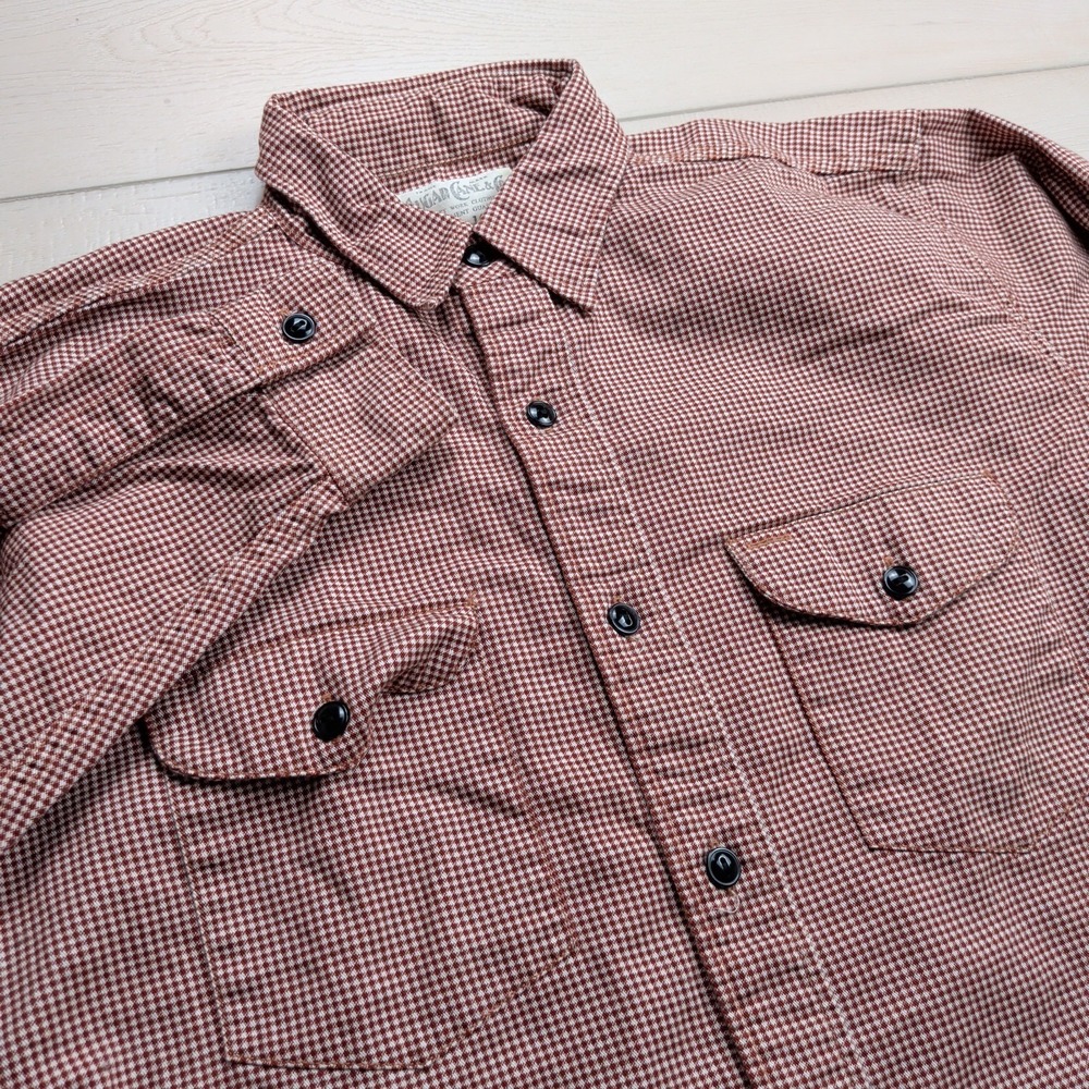 Sugar Cane Work Shirt Mens L 16-16.5 Houndstooth Red Long Sleeve Made in Japan
